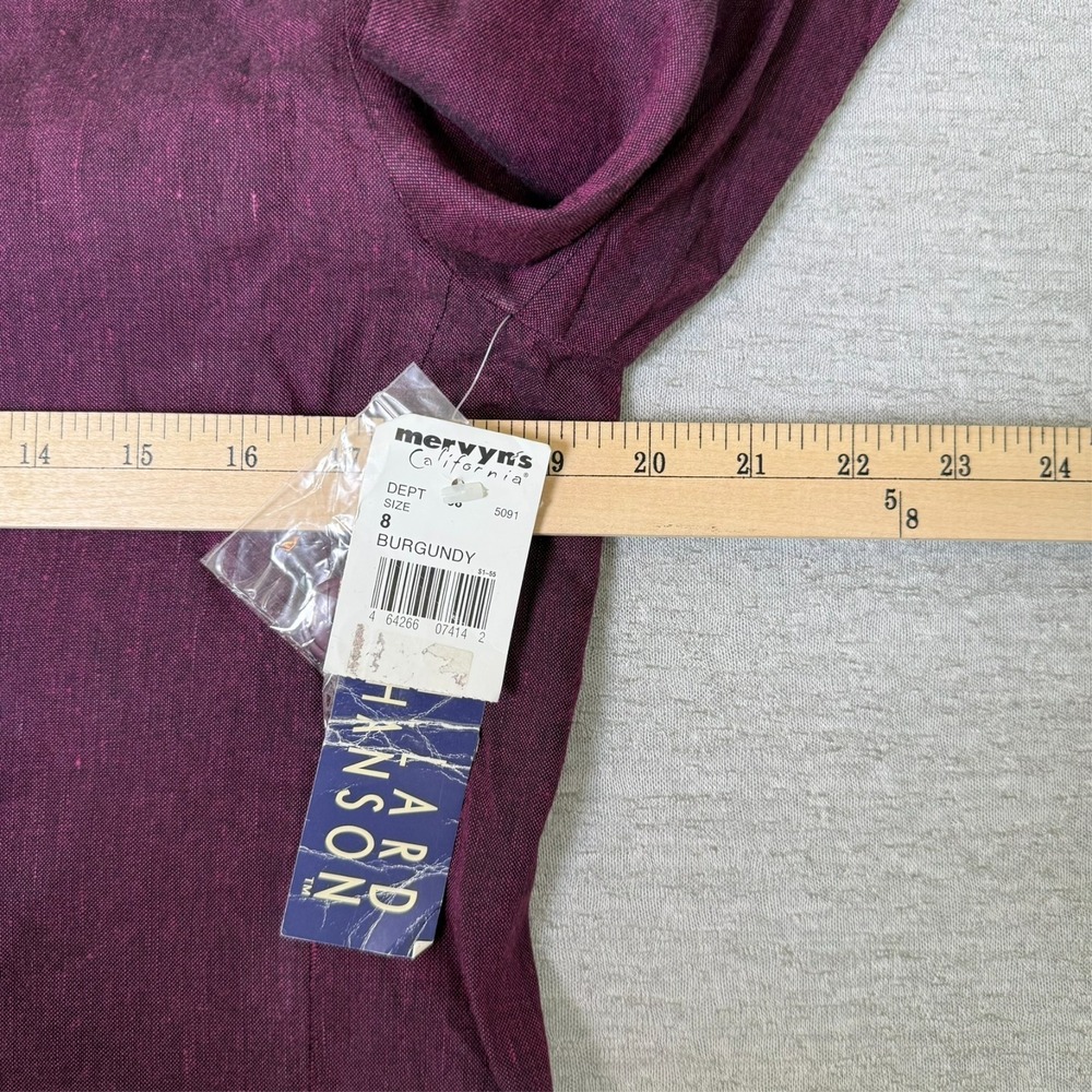Hilliard Hanson Women's Linen Blazer Size 8 Burgundy Jacket New 80s Style - Picture 8 of 9